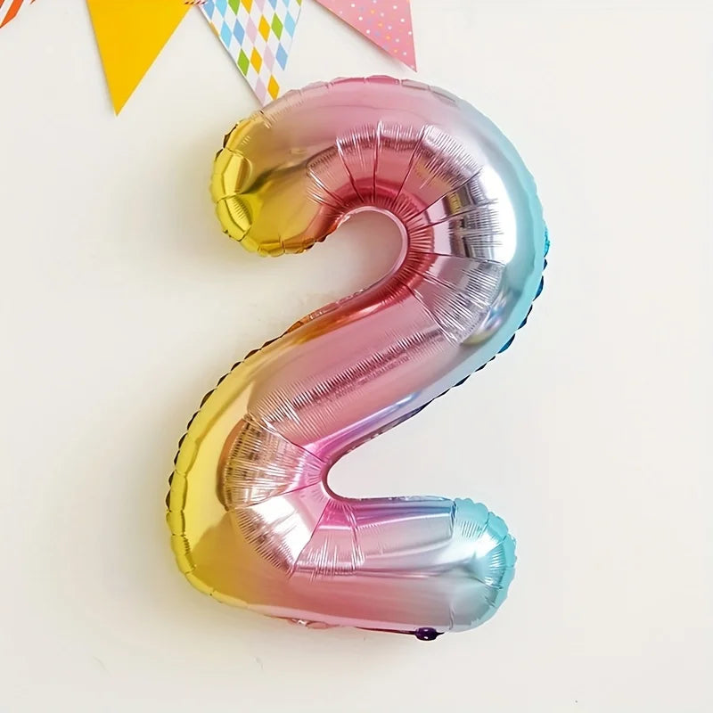 32inch Rainbow Gradient Number Foil Balloon 1-9 for Kids Birthday Party Decor Baby Shower Bridal Shower More Options Avaliable