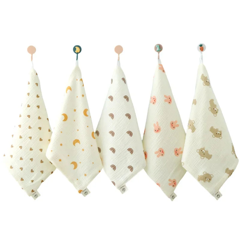 1/5pc Baby Face Towel Set - Newborn Cotton Muslin Items Includes Bibs Handkerchiefs Soft Saliva Towels & Feeding Burp Cloths