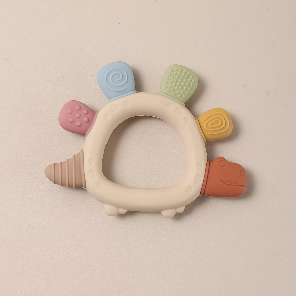 Baby Dinosaur Silicone Teething Toys BPA Free Easy to Grip Infant Care Teether Chewing Toy for Newborn Gift Babies Accessory