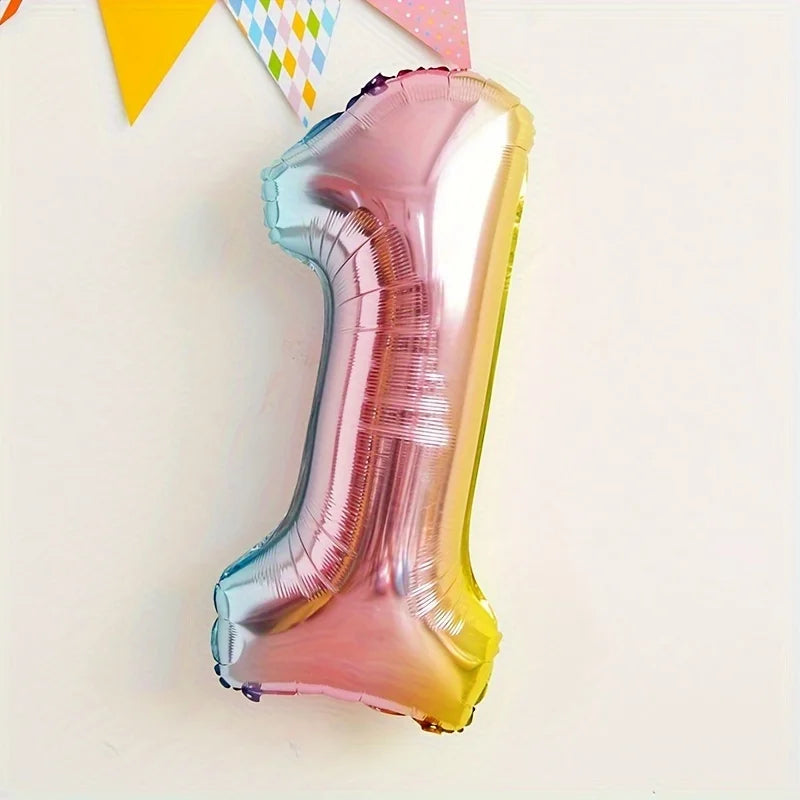 32inch Rainbow Gradient Number Foil Balloon 1-9 for Kids Birthday Party Decor Baby Shower Bridal Shower More Options Avaliable