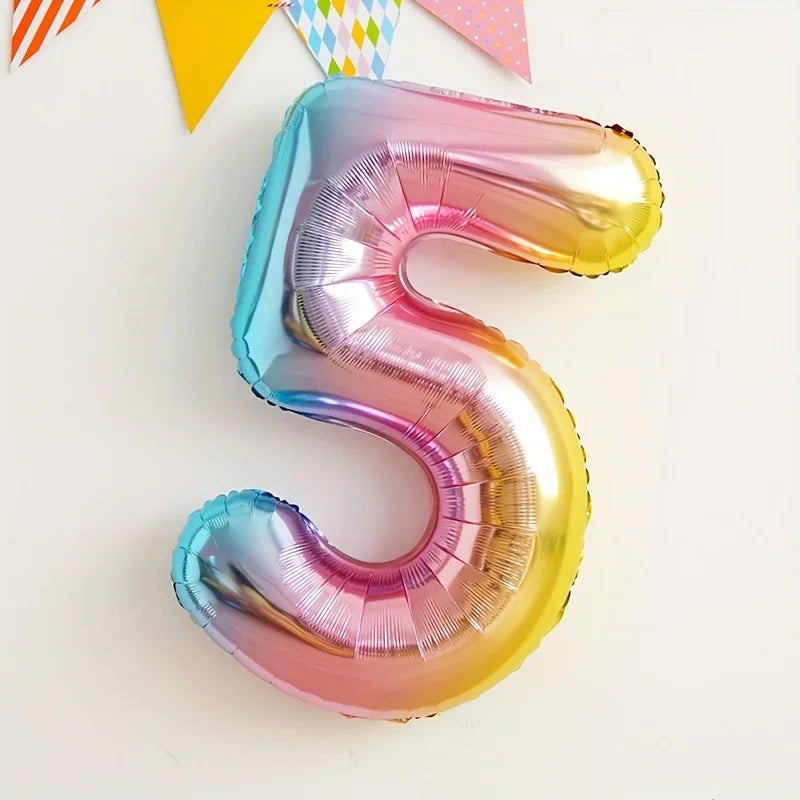 32inch Rainbow Gradient Number Foil Balloon 1-9 for Kids Birthday Party Decor Baby Shower Bridal Shower More Options Avaliable