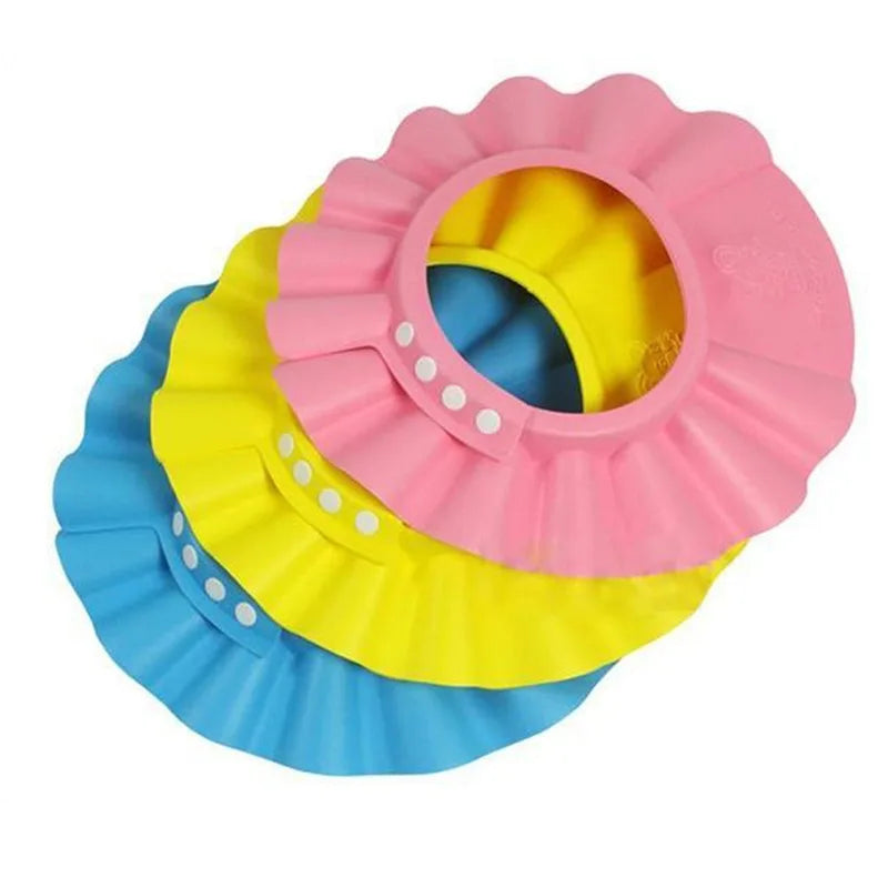 3 Colors Children Adjustable Safe Shampoo Shower Cap Bath Protection Soft EVA Caps Baby Hats Waterproof Wash Hair Shield