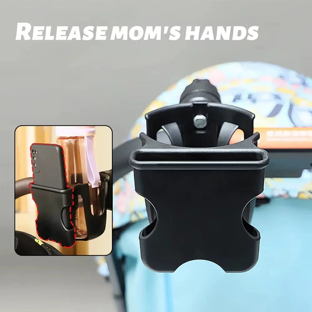 Baby Stroller Water Cup Bottle Holder Baby Stroller Accessories Multifunctional Baby Stroller Cup Holder 2-in-1 Phone Holder