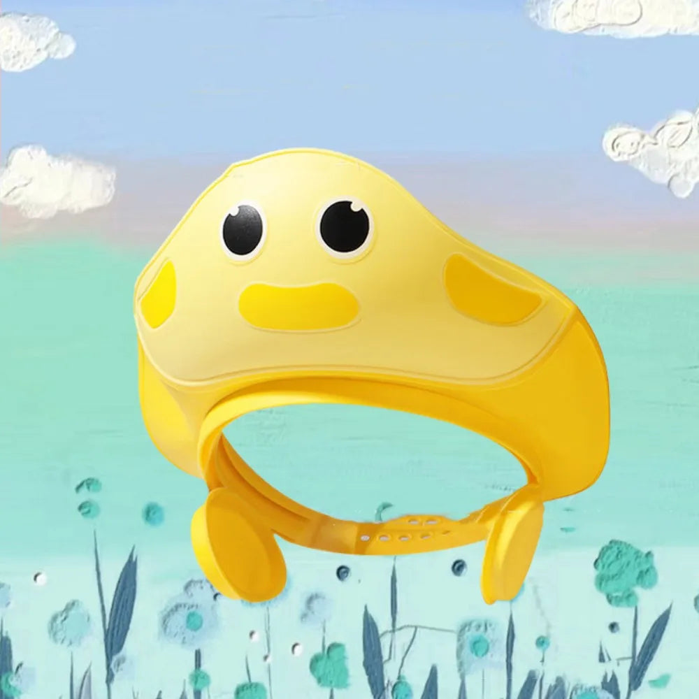 Cute Animal Shape Baby Shower Cap Adjustable Eye Ear Protection Baby Shampoo Cap Soft Waterproof Children's Bath Cap