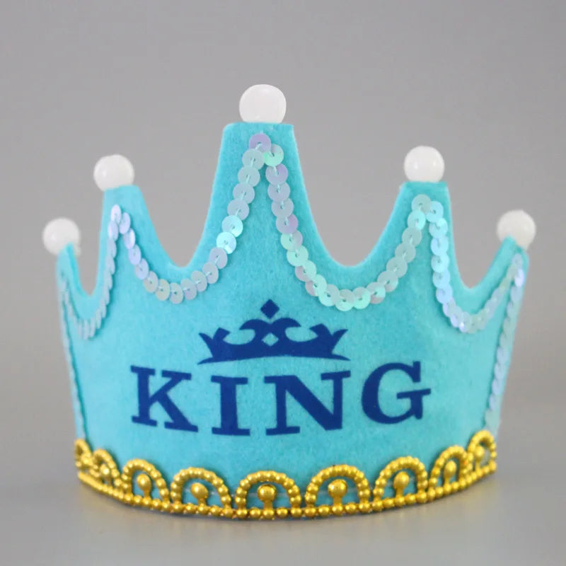 LED Happy Birthday Party Crown Hats Glow Headband King Princess Prince Baby Shower Boy Girl Kids Xmas Decorations Supplies Hats