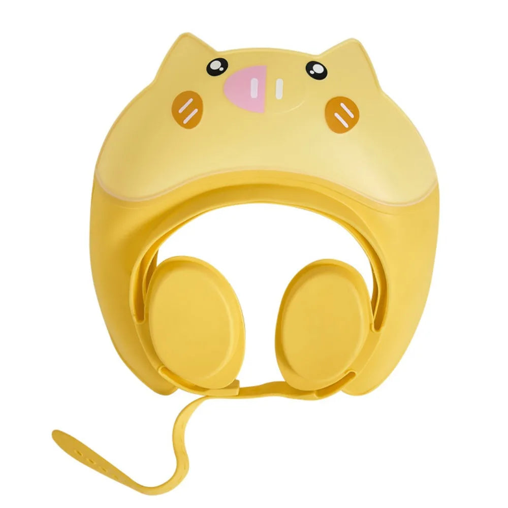 Cute Animal Shape Baby Shower Cap Adjustable Eye Ear Protection Baby Shampoo Cap Soft Waterproof Children's Bath Cap