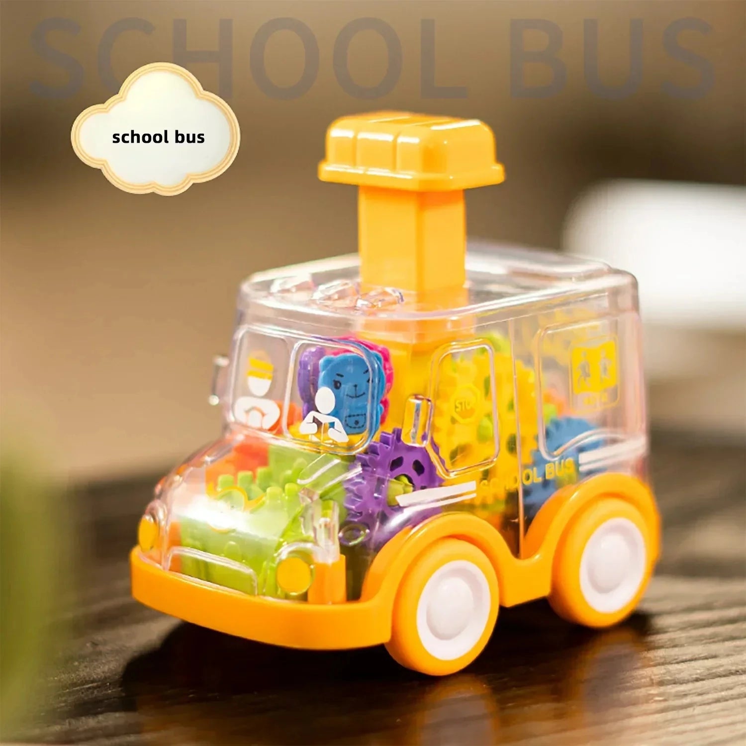 Baby Toy Cartoon Press Gear Car Toy Lnertia Pull-back Transparent Car Inertia Rebound Car Birthday Gifts for Kids Boys and Girls