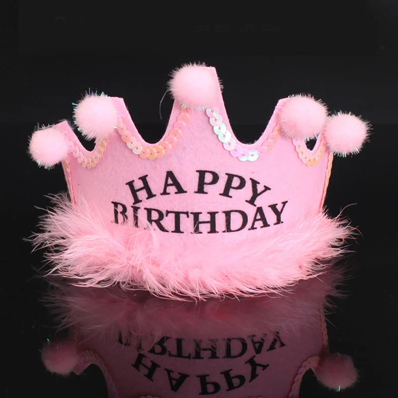 LED Happy Birthday Party Crown Hats Glow Headband King Princess Prince Baby Shower Boy Girl Kids Xmas Decorations Supplies Hats