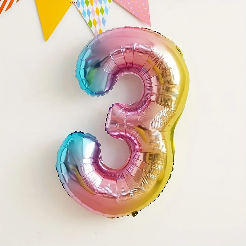 32inch Rainbow Gradient Number Foil Balloon 1-9 for Kids Birthday Party Decor Baby Shower Bridal Shower More Options Avaliable