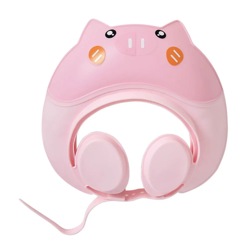 Cute Animal Shape Baby Shower Cap Adjustable Eye Ear Protection Baby Shampoo Cap Soft Waterproof Children's Bath Cap