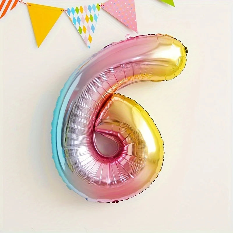 32inch Rainbow Gradient Number Foil Balloon 1-9 for Kids Birthday Party Decor Baby Shower Bridal Shower More Options Avaliable