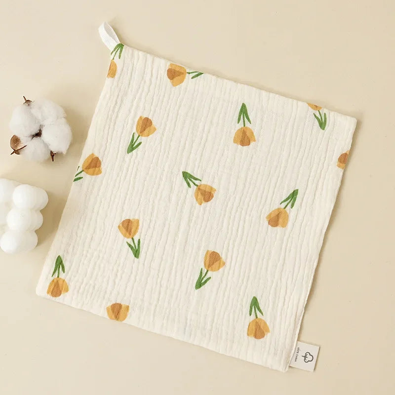 1/5pc Baby Face Towel Set - Newborn Cotton Muslin Items Includes Bibs Handkerchiefs Soft Saliva Towels & Feeding Burp Cloths