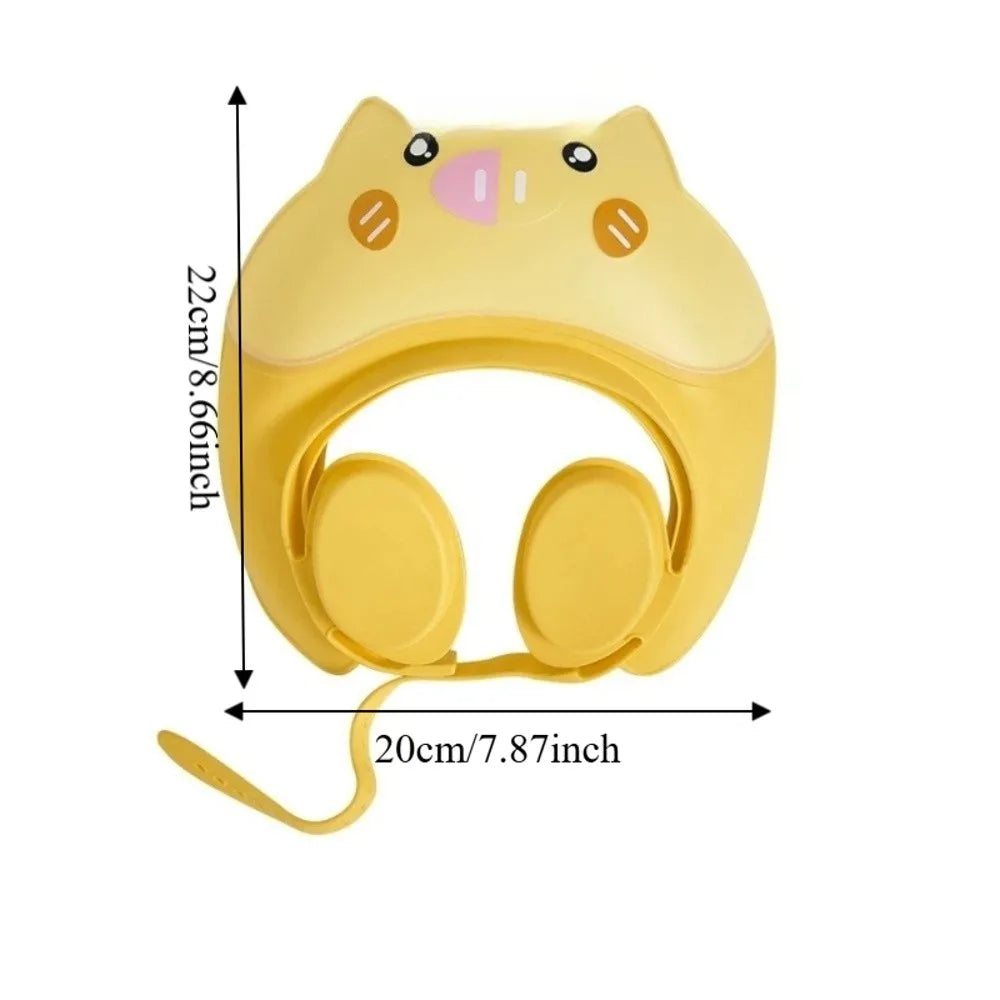 Cute Animal Shape Baby Shower Cap Adjustable Eye Ear Protection Baby Shampoo Cap Soft Waterproof Children's Bath Cap