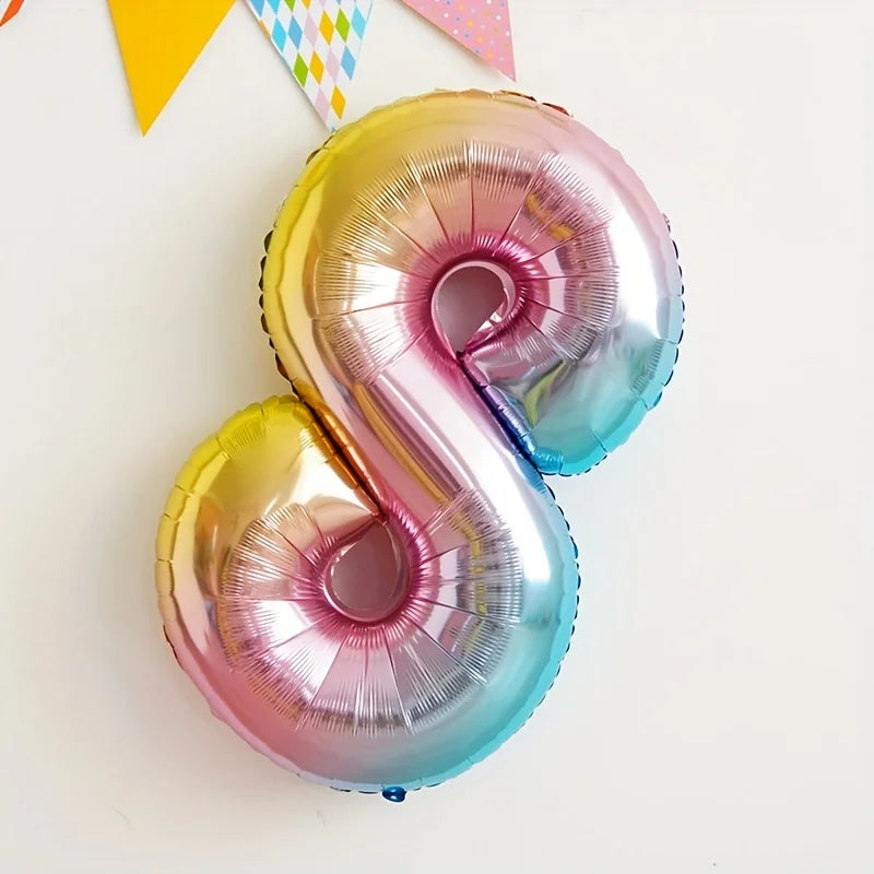 32inch Rainbow Gradient Number Foil Balloon 1-9 for Kids Birthday Party Decor Baby Shower Bridal Shower More Options Avaliable