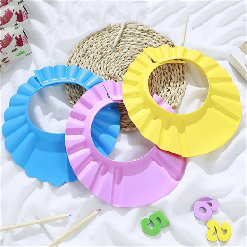 3 Colors Children Adjustable Safe Shampoo Shower Cap Bath Protection Soft EVA Caps Baby Hats Waterproof Wash Hair Shield