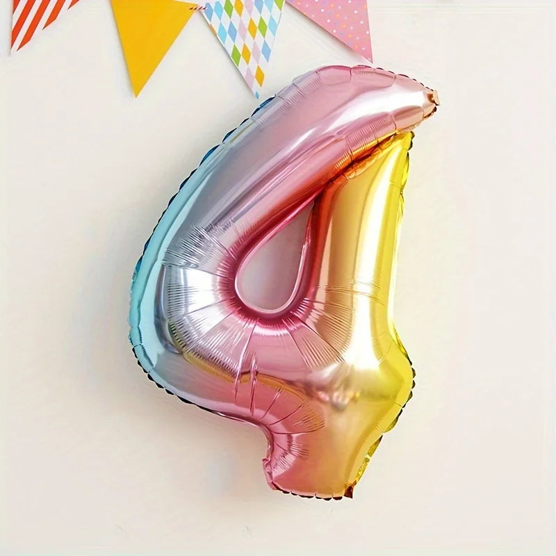 32inch Rainbow Gradient Number Foil Balloon 1-9 for Kids Birthday Party Decor Baby Shower Bridal Shower More Options Avaliable